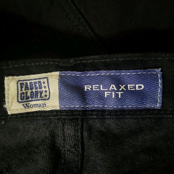 Faded Glory Womens Relaxed Fit  Black Jeans 18W New Rigid Denim Tapered 90s High - Picture 3 of 11